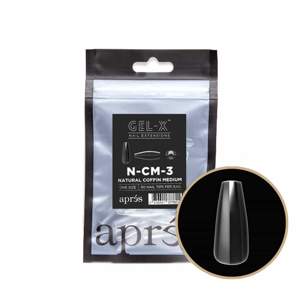 White Smoke Apres Gel-X Individual Tips Natural Coffin Medium 50PK NCM3
