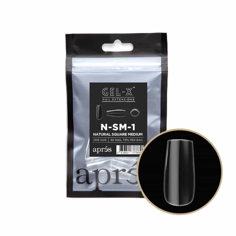 White Smoke Apres Gel-X Individual Tips Natural Square Medium 50PK NSM1