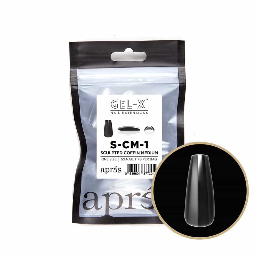 White Smoke Apres Gel-X Tips Sculpted Coffin Medium 50PK SCM1