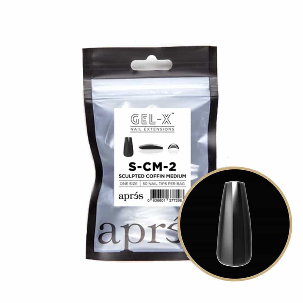 White Smoke Apres Gel-X Tips Sculpted Coffin Medium 50PK SCM2