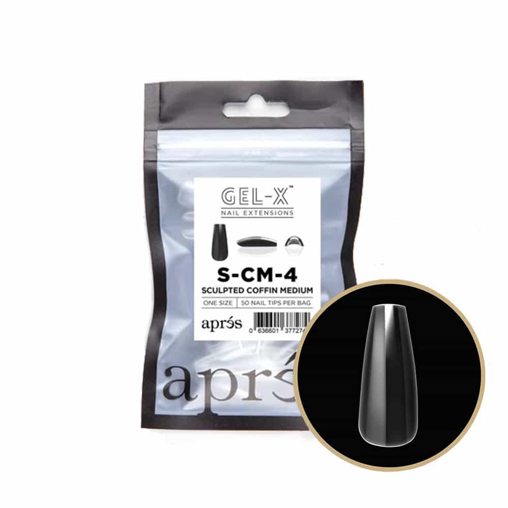 White Smoke Apres Gel-X Tips Sculpted Coffin Medium 50PK SCM4