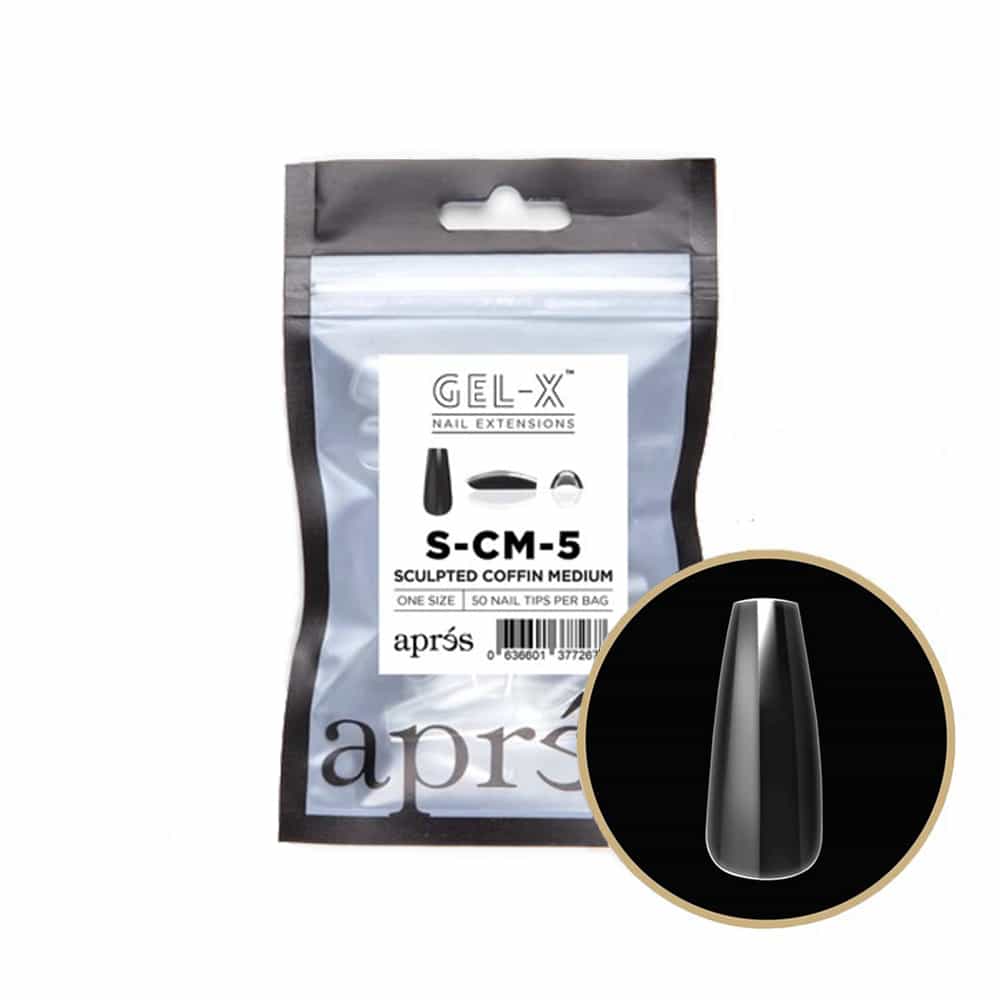 White Smoke Apres Gel-X Tips Sculpted Coffin Medium 50PK SCM5/77267