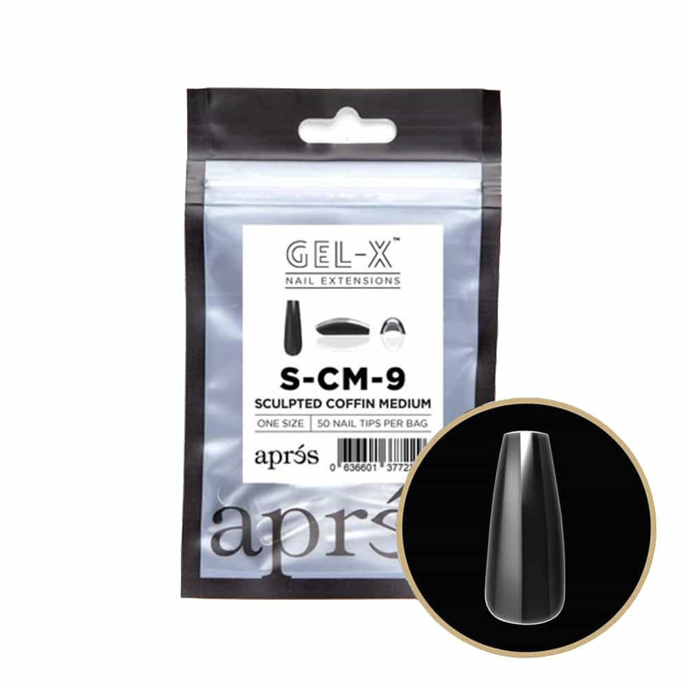 White Smoke Apres Gel-X Tips Sculpted Coffin Medium 50PK SCM9/77229