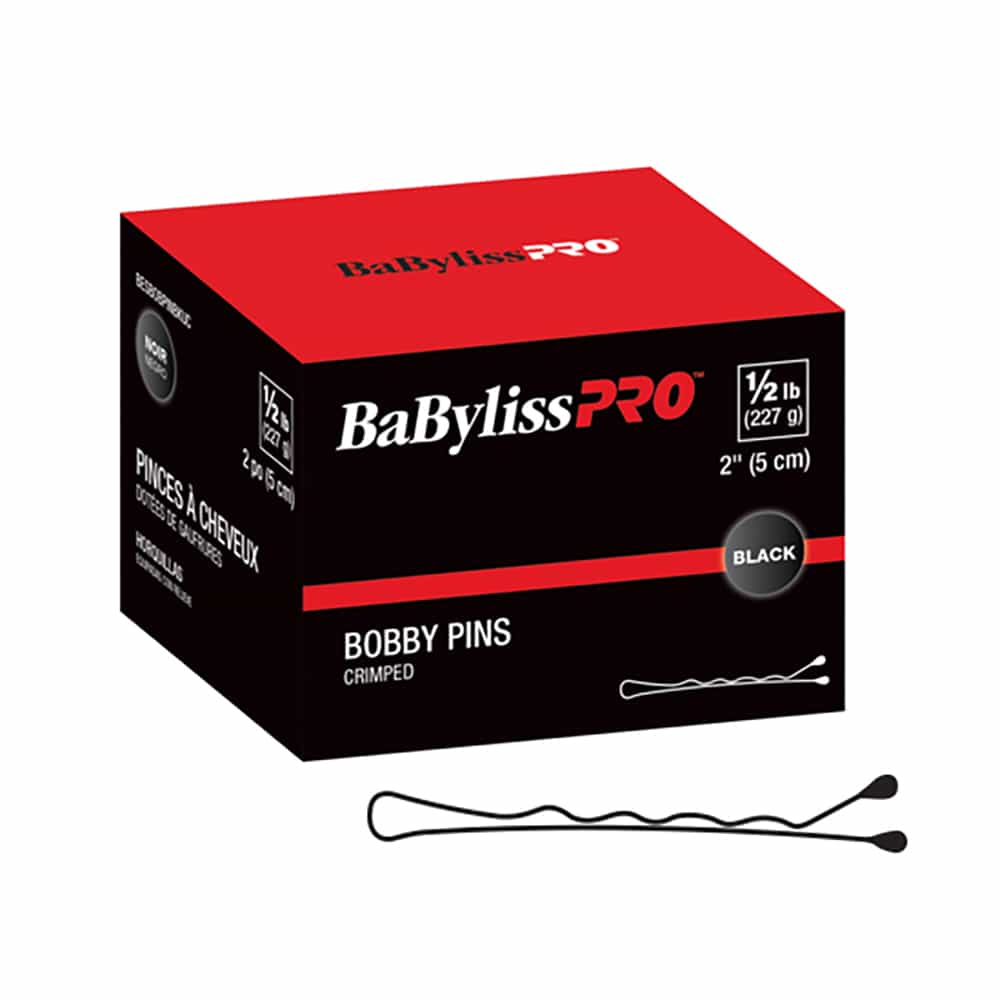 Black BaBylissPRO Bobby Pins 2" Crimped1/2 lb Black BESBOBPINBKUCC