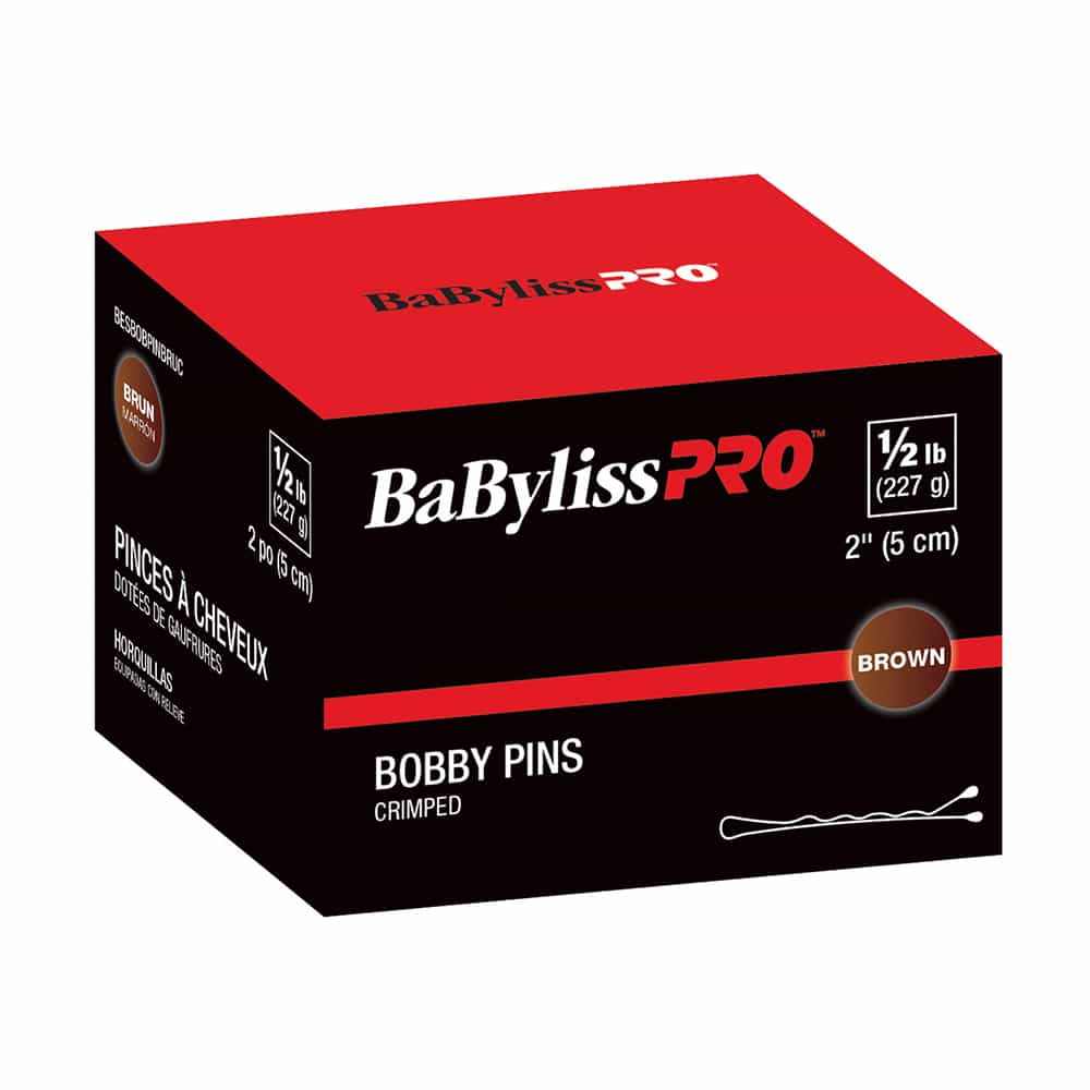Black BaBylissPRO Bobby Pins 2" Crimped1/2 lb Brown BESBOBPINBRUCC