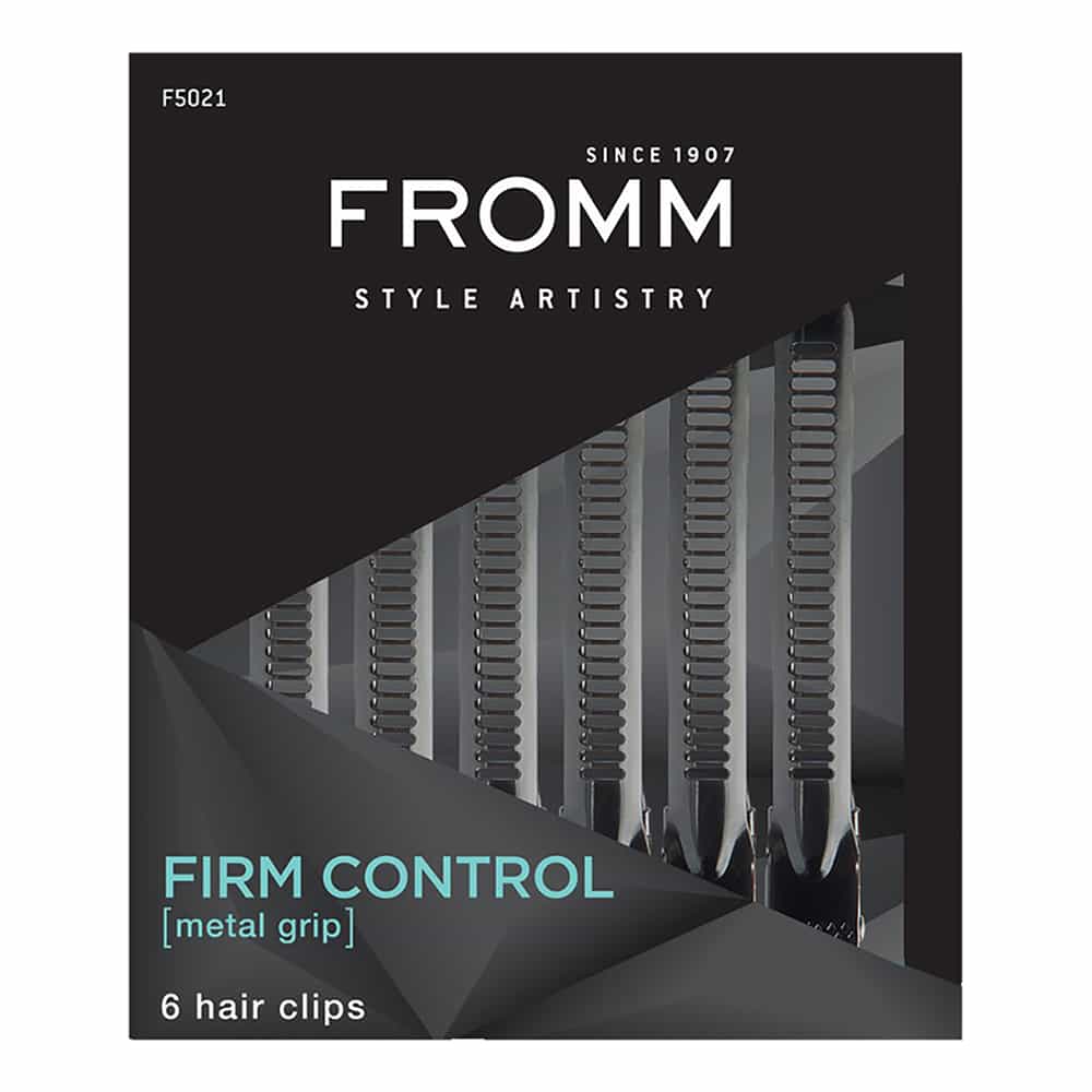 Black FROMM Firm Control Metal Grip Hair Clips BK 6PK F5021/02105