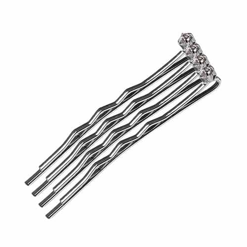 White Smoke BaBylissPRO Bobby Pins With Crystals 2" 4pcs - 36575