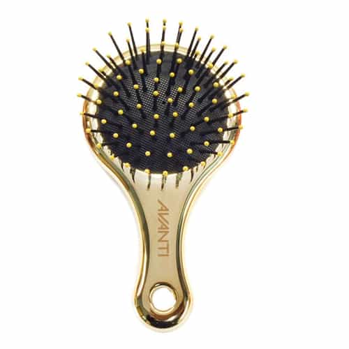 White Smoke AVANTI Mini Paddle Cushion Brush With Mirror Gold PADDLNGGOC