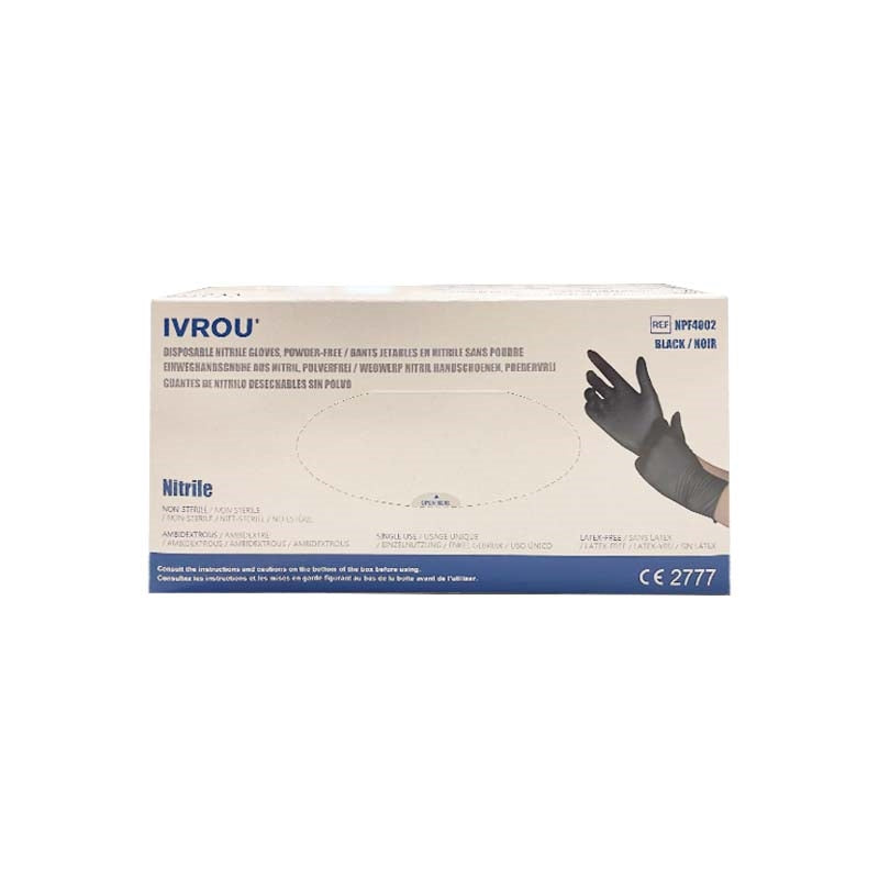Light Gray H&R  IVROU Black Nitrile Gloves  Extra Large  100pk