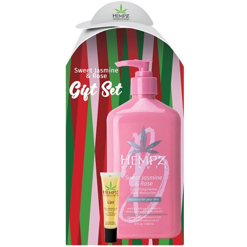 White Smoke Hempz Body Moisturizer 17oz & Lip Balm Gift Set - Sweet Jasmine & Rose