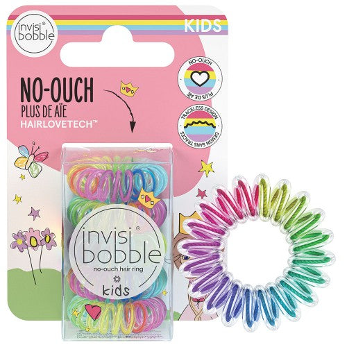 White Smoke Invisibobble No Ouch Kids Hair Rings 5pk - Magic Rainbow