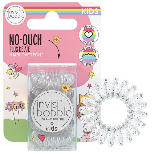 White Smoke Invisibobble No Ouch Kids Hair Rings 5pk - Princess Sparkle