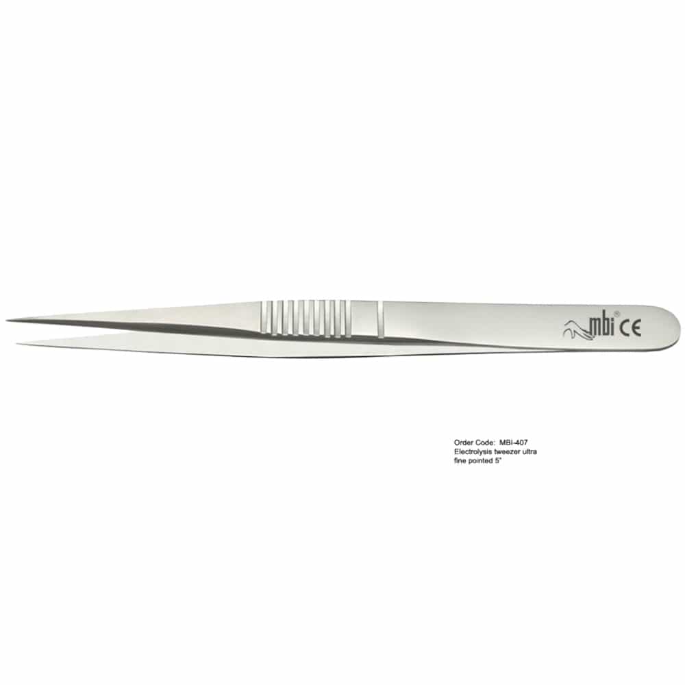 White Smoke MBI-407 Electrolysis Tweezer Ultra Fine Pointed 5"
