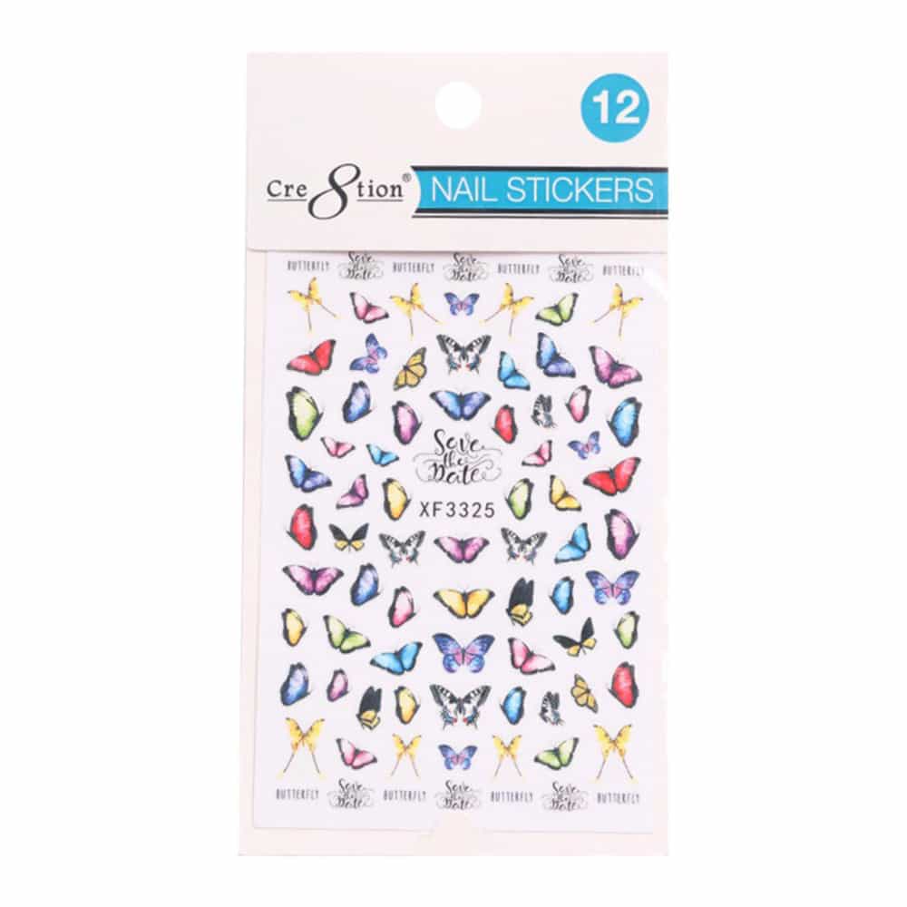 White Smoke Cre8tion Nail Art Sticker Butterfly 12 1101-1123