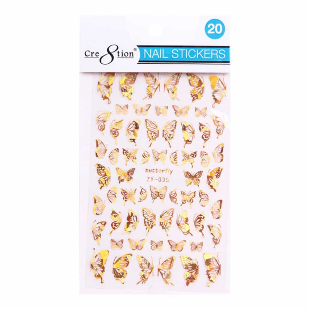 White Smoke Cre8tion Nail Art Sticker Butterfly 20 1101-1131