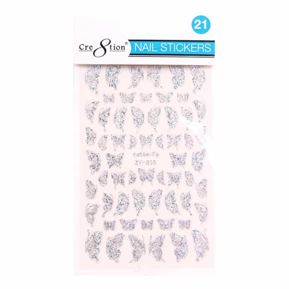 White Smoke Cre8tion Nail Art Sticker Butterfly 21 1101-1132