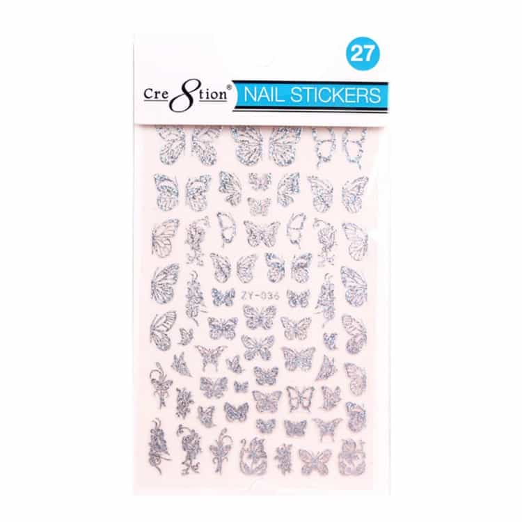 White Smoke Cre8tion Nail Art Sticker Butterfly 27 1101-1138