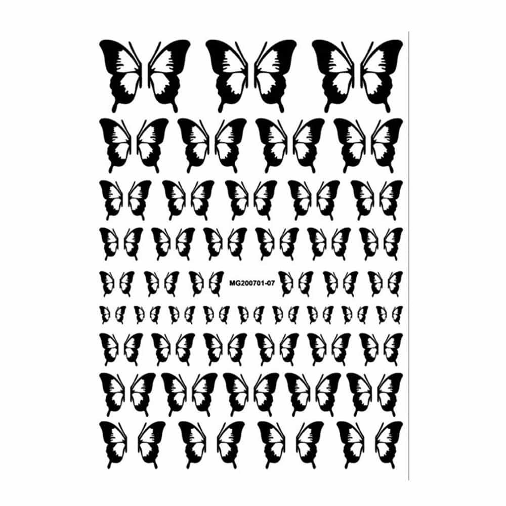 White Smoke Cre8tion Nail Art Sticker Butterfly 50 1101-1181