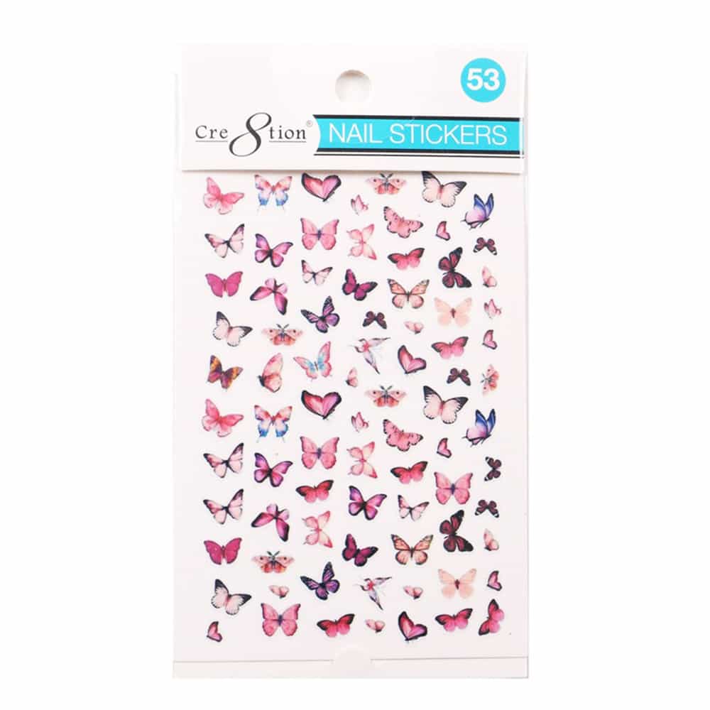White Smoke Cre8tion Nail Art Sticker Butterfly 53 1101-1184