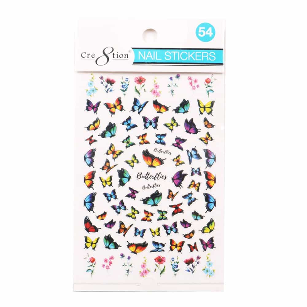 White Smoke Cre8tion Nail Art Sticker Butterfly 54 1101-1185