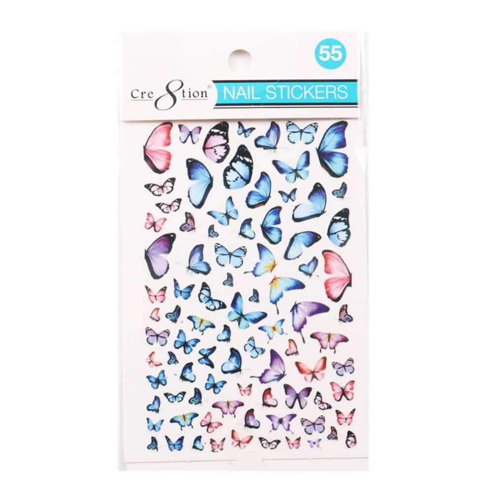White Smoke Cre8tion Nail Art Sticker Butterfly 55 1101-1186