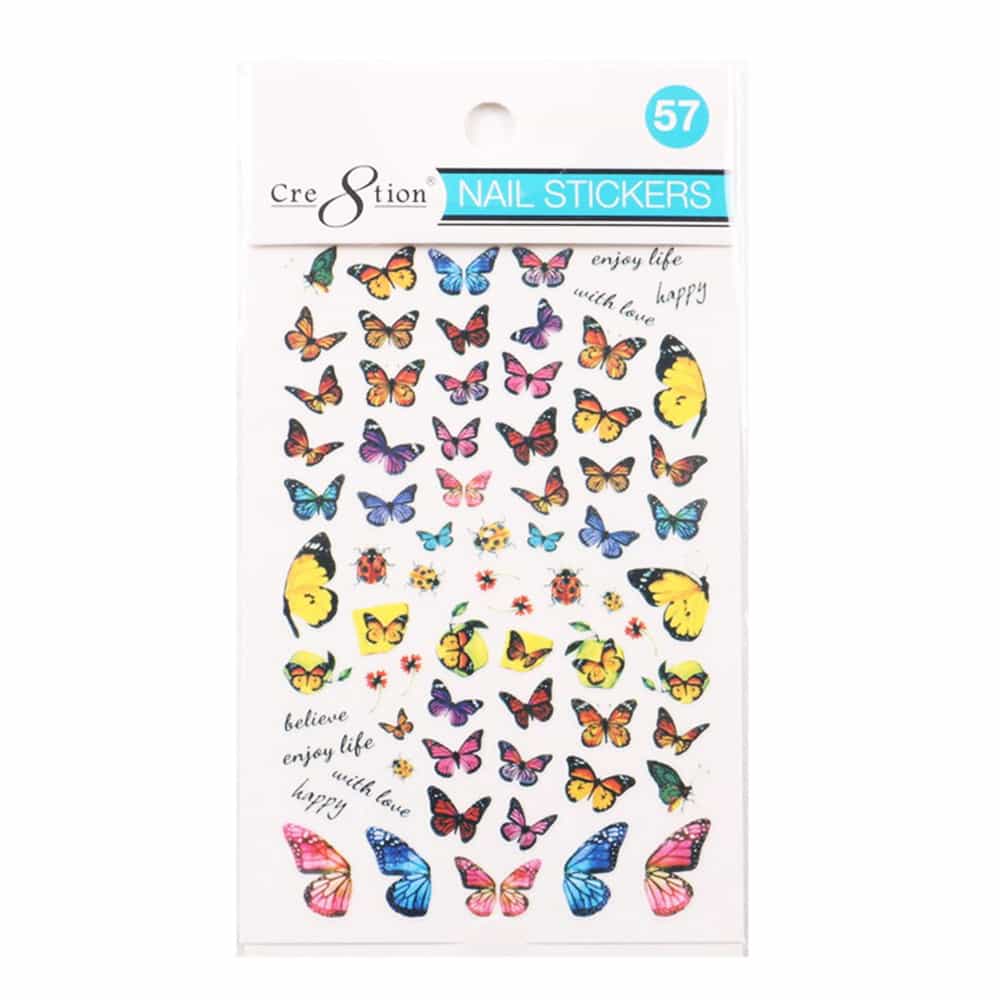 White Smoke Cre8tion Nail Art Sticker Butterfly 57 1101-1188