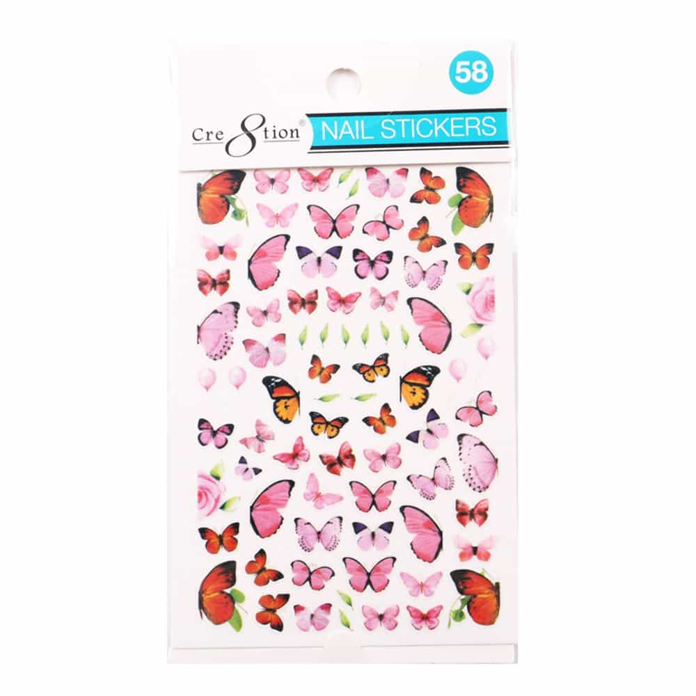 White Smoke Cre8tion Nail Art Sticker Butterfly 58 1101-1189