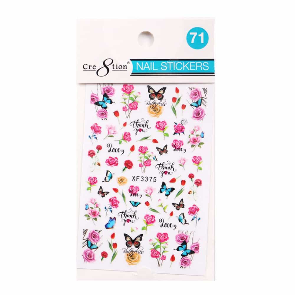 White Smoke Cre8tion Nail Art Sticker Butterfly 71 1101-1202