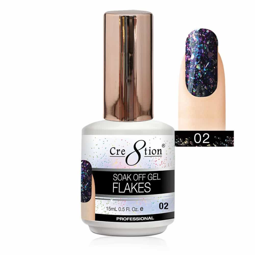 White Smoke Cre8tion Soak Off Gel Flakes 0.5 oz/15ml 0916-1632