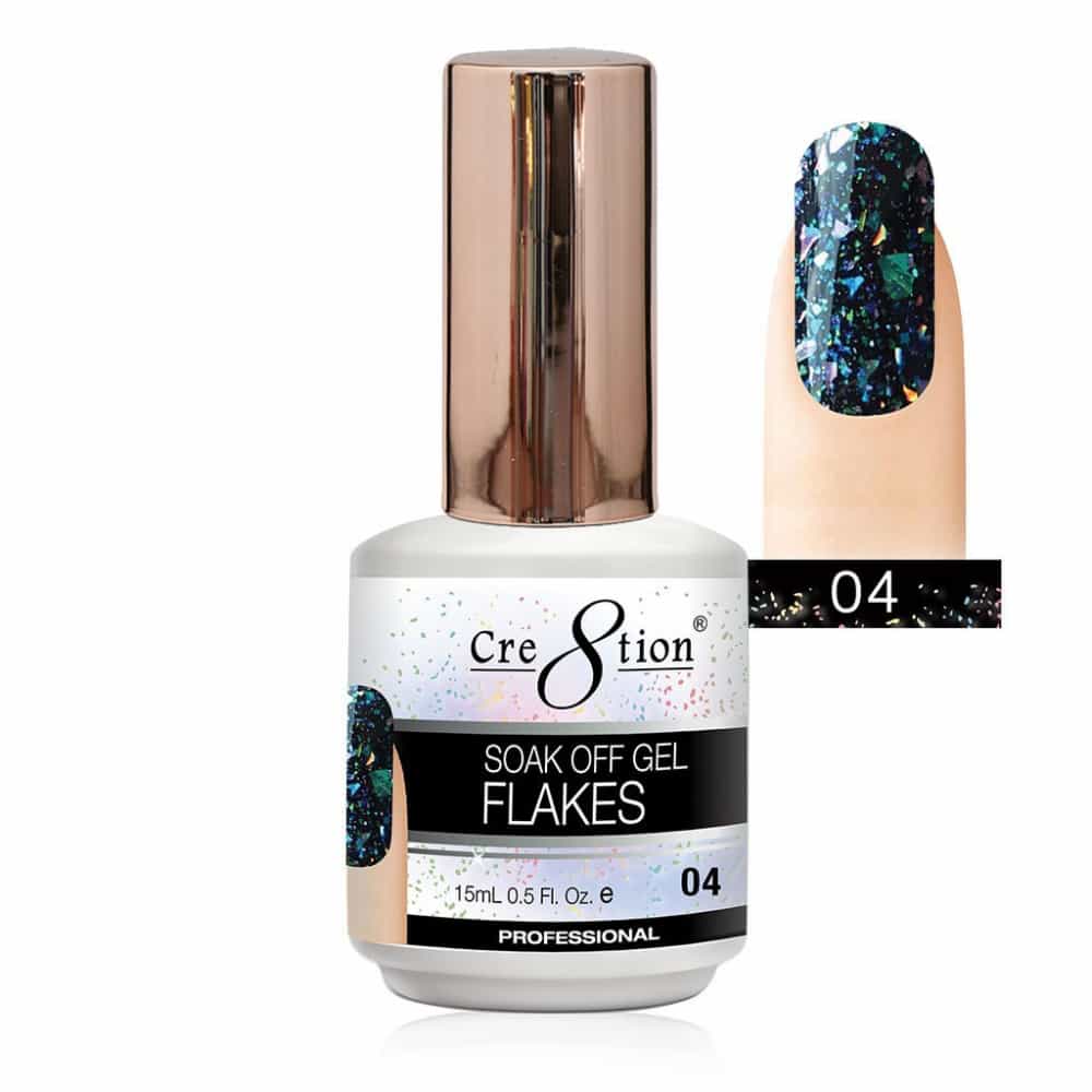 White Smoke Cre8tion Soak Off Gel Flakes 0.5 oz/15ml 0916-1634