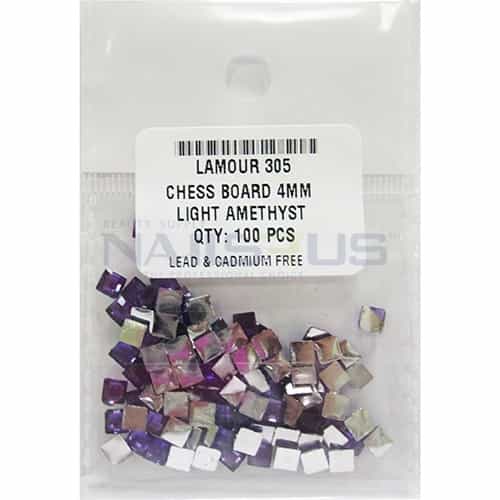 Light Gray Lamour Chess Board 4mm Light Amethyst, 100pcs