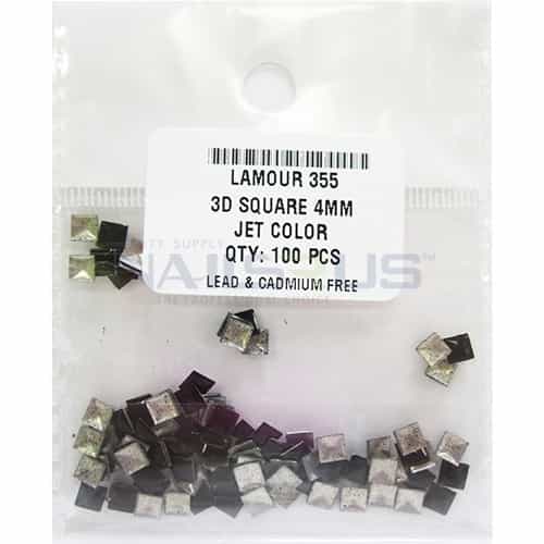 Lavender Lamour 3D Square 4mm Jet Color, 100pcs