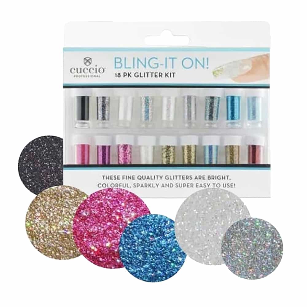 White Smoke Cuccio Bling It On 18 Pk Glitter Kit CPNA9000