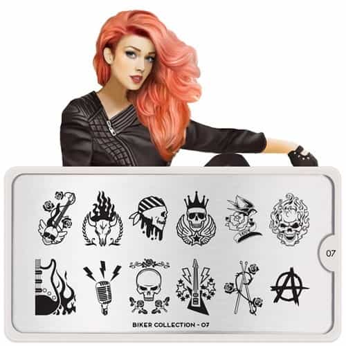 White Smoke MoYou Nail Art Plate Collection Biker 07