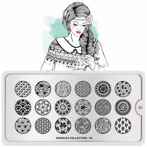 White Smoke MoYou Nail Art Plate Collection Doodles 01