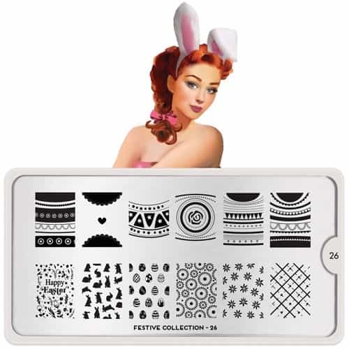White Smoke MoYou Nail Art Plate Collection Festive 26