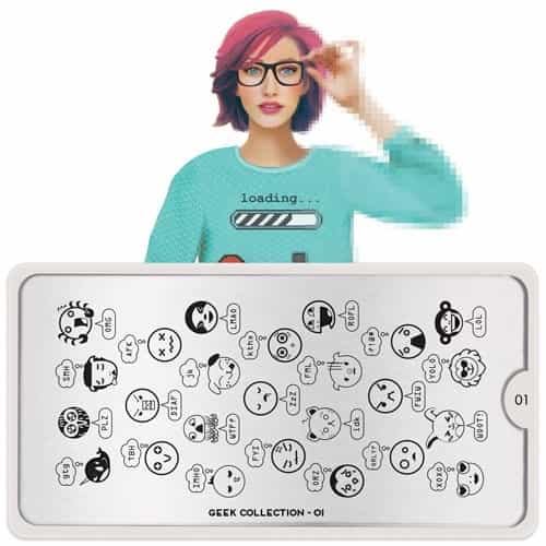 White Smoke MoYou Nail Art Plate Collection Geek 01