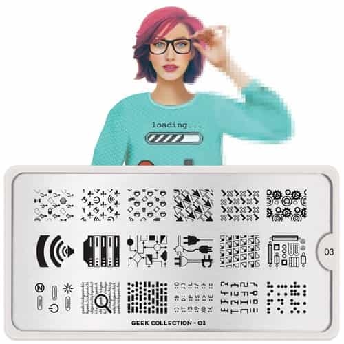 White Smoke MoYou Nail Art Plate Collection Geek 03