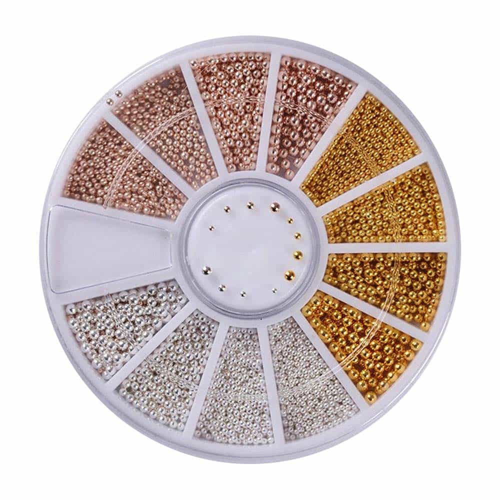 White Smoke Rhinestone 3D Nail Art Micro Beads Pearl In Wheel