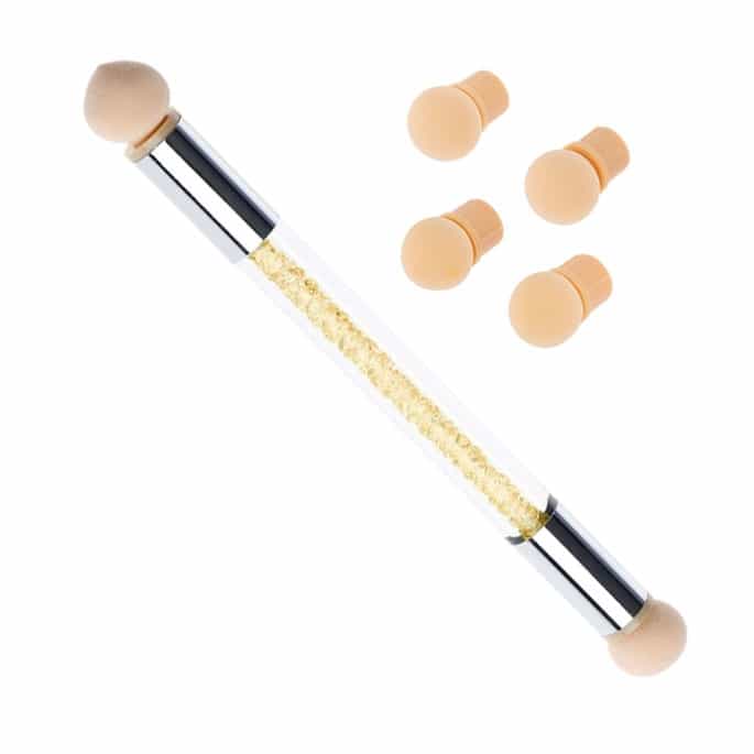 White Smoke Nail Art Brush W/4 Replaceable Sponge Db Head Gold B3025SS