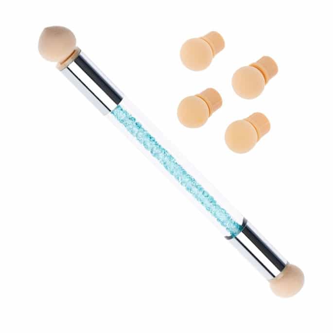 White Smoke Nail Art Brush W/4 Replaceable Sponge Db Head Blue B3026SS