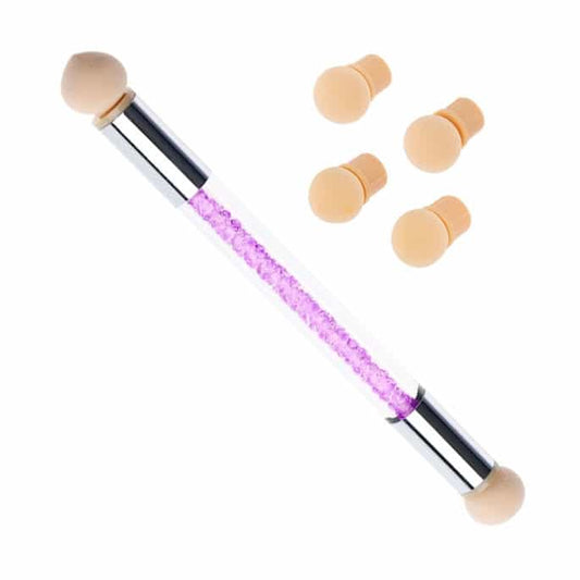 White Smoke Nail Art Brush W/4 Replaceable Sponge Db Head Purple B3027SS
