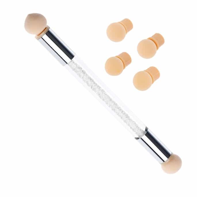 White Smoke Nail Art Brush W/4 Replaceable Sponge Db Head White B3028SS