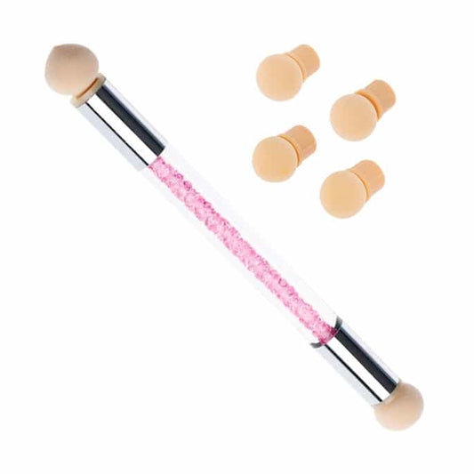 White Smoke Nail Art Brush W/4 Replaceable Sponge Db Head Pink B3030SS