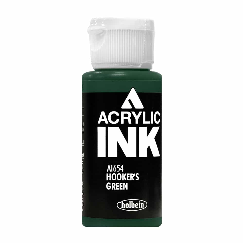 Black Holbein Acrylic Ink Hooker's Green AI654B