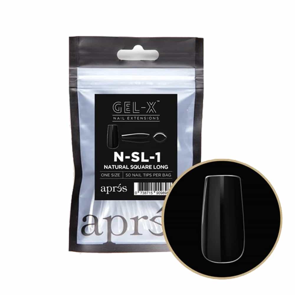 White Smoke Apres Gel-X Individual Tips Natural Square Long 50PK NSL1