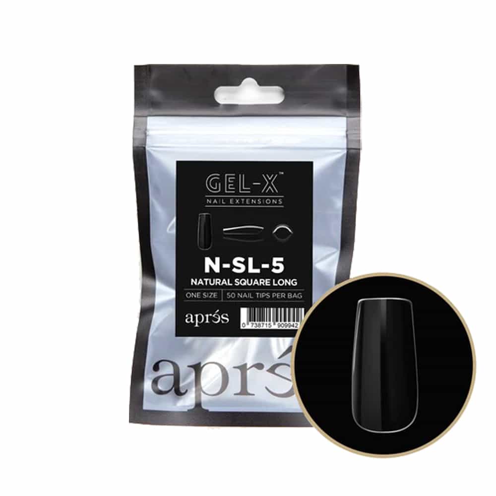 White Smoke Apres Gel-X Individual Tips Natural Square Long 50PK NSL5