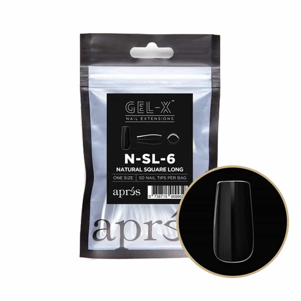 White Smoke Apres Gel-X Individual Tips Natural Square Long 50PK NSL6