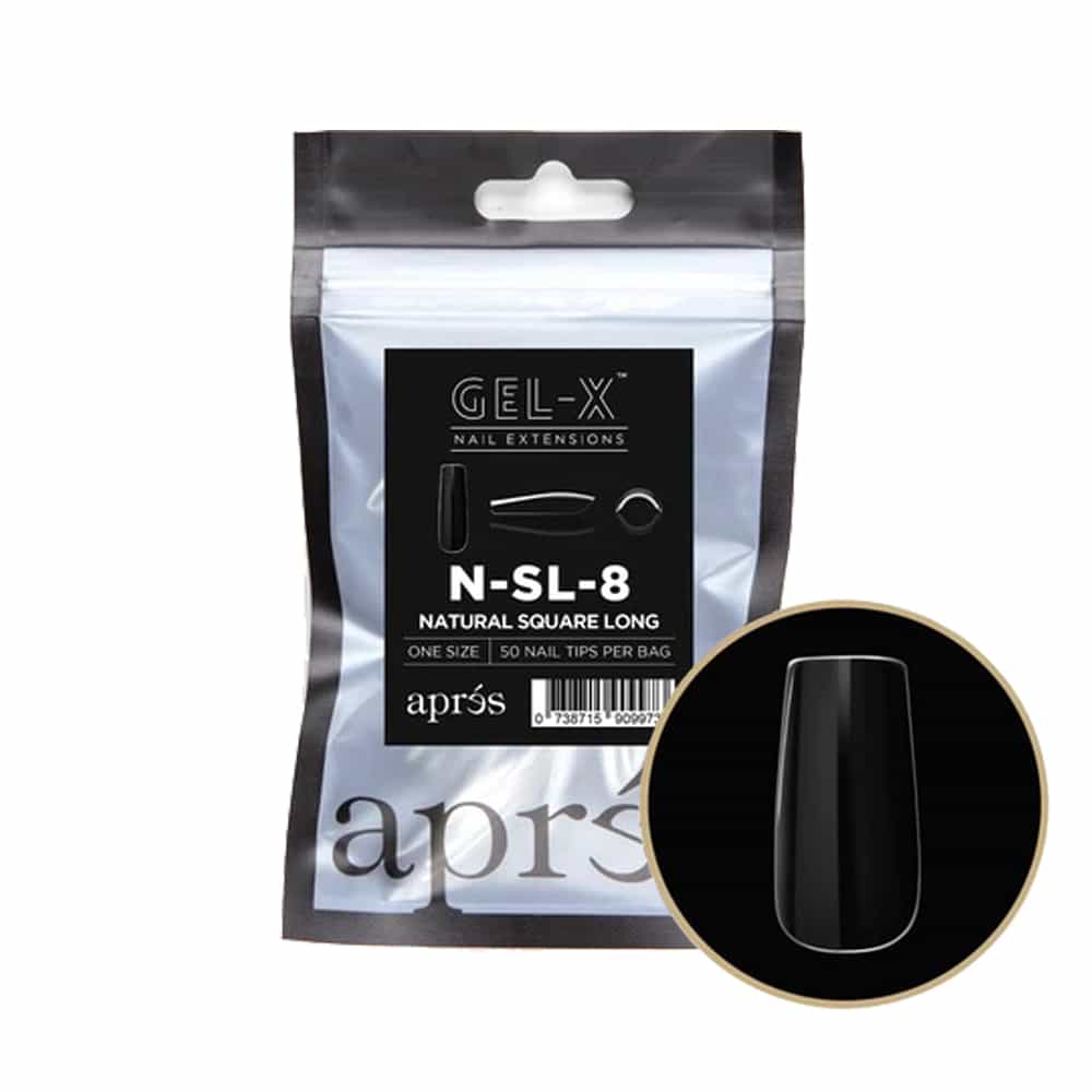 White Smoke Apres Gel-X Individual Tips Natural Square Long 50PK NSL8