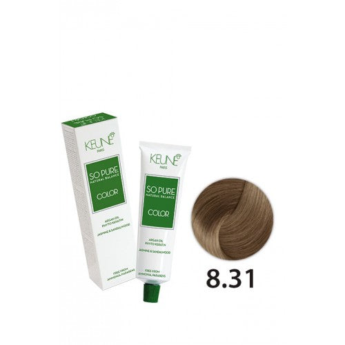 White Smoke Keune So Pure Color - 8.31 Light Amber Blonde